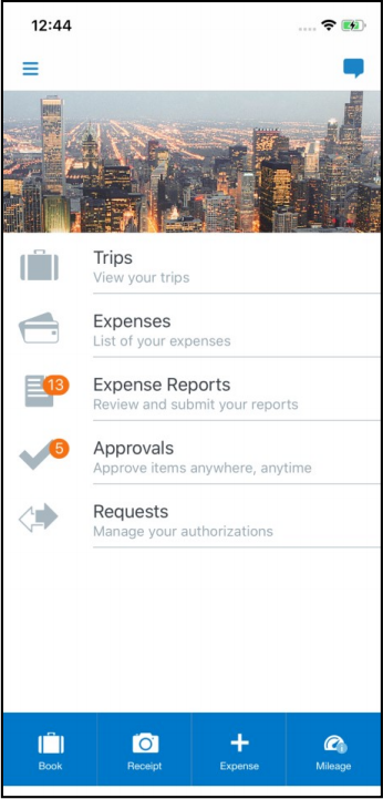Screenshot of mobile application