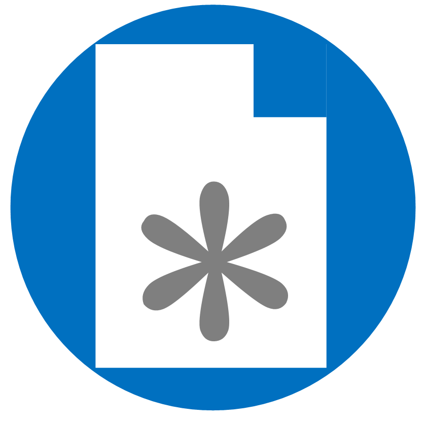 vector icon of grey asterisk on white document